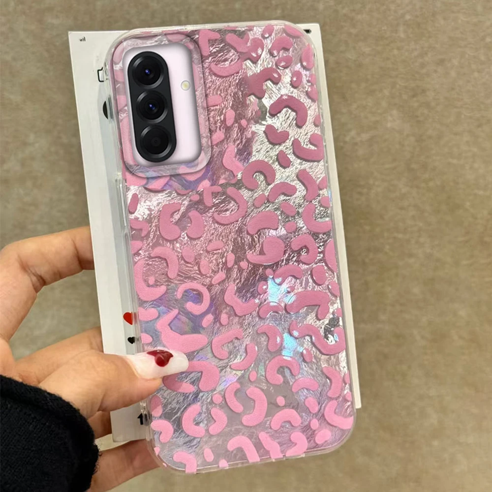 Vintage Pink Leopard Print Phone Case for Samsung Galaxy A55 A07 A17 A56 A36 A26 A16 A53 A06 A14 A24 A34 A54 A15 A12 A22 Cover