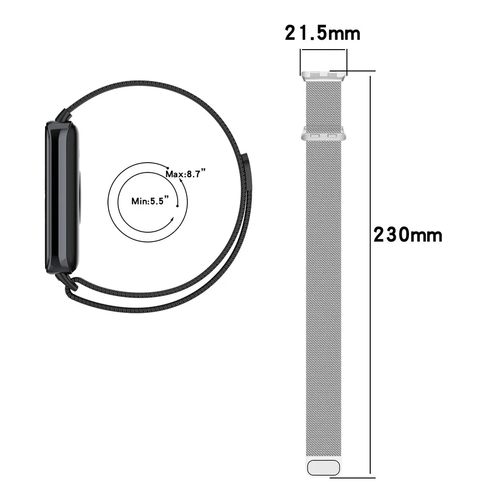 استبدال سوار ساعة حلقي ميلاني ، حزام معدني لسوار ذكي من الفولاذ المقاوم للصدأ ، سوار ذكي ، ملحقات كوريا
