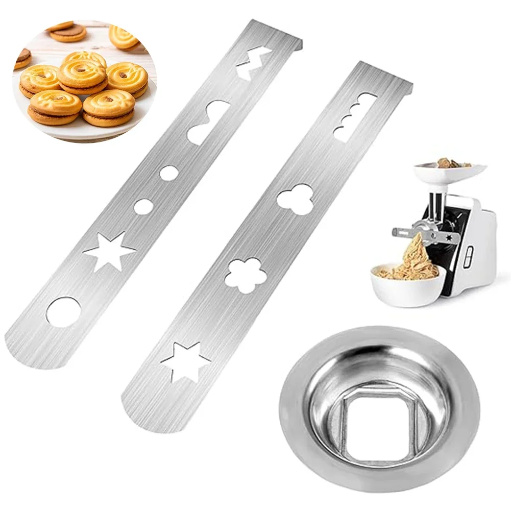 2 Pcs Cookie Press Attachment 8 Patterns with Connection Ring Biscuit Attachment Meat Mincer Attachment for Size 5 Meat Grinder