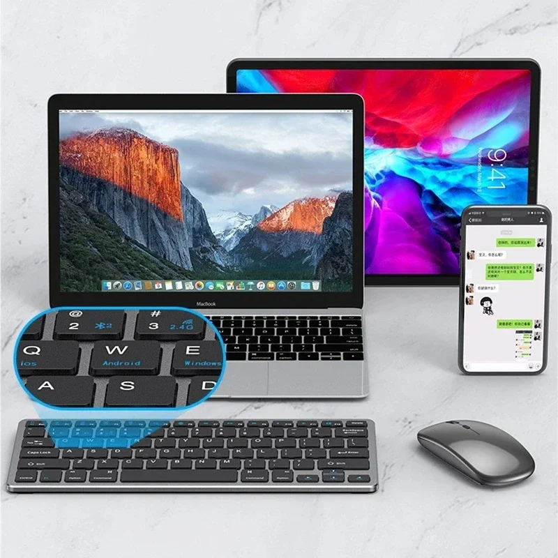 

Universal Ultra-thin Charging Three-mode Bluetooth Keyboard And Mouse Set Business Office Silent Wireless Keyboard And Mouse