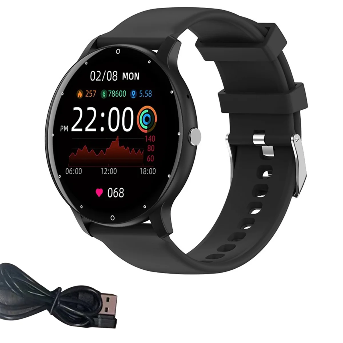 ZL02C Pro Smart Watch Screen Heart Rate Blood Oxygen Sport Measurement Watch Black