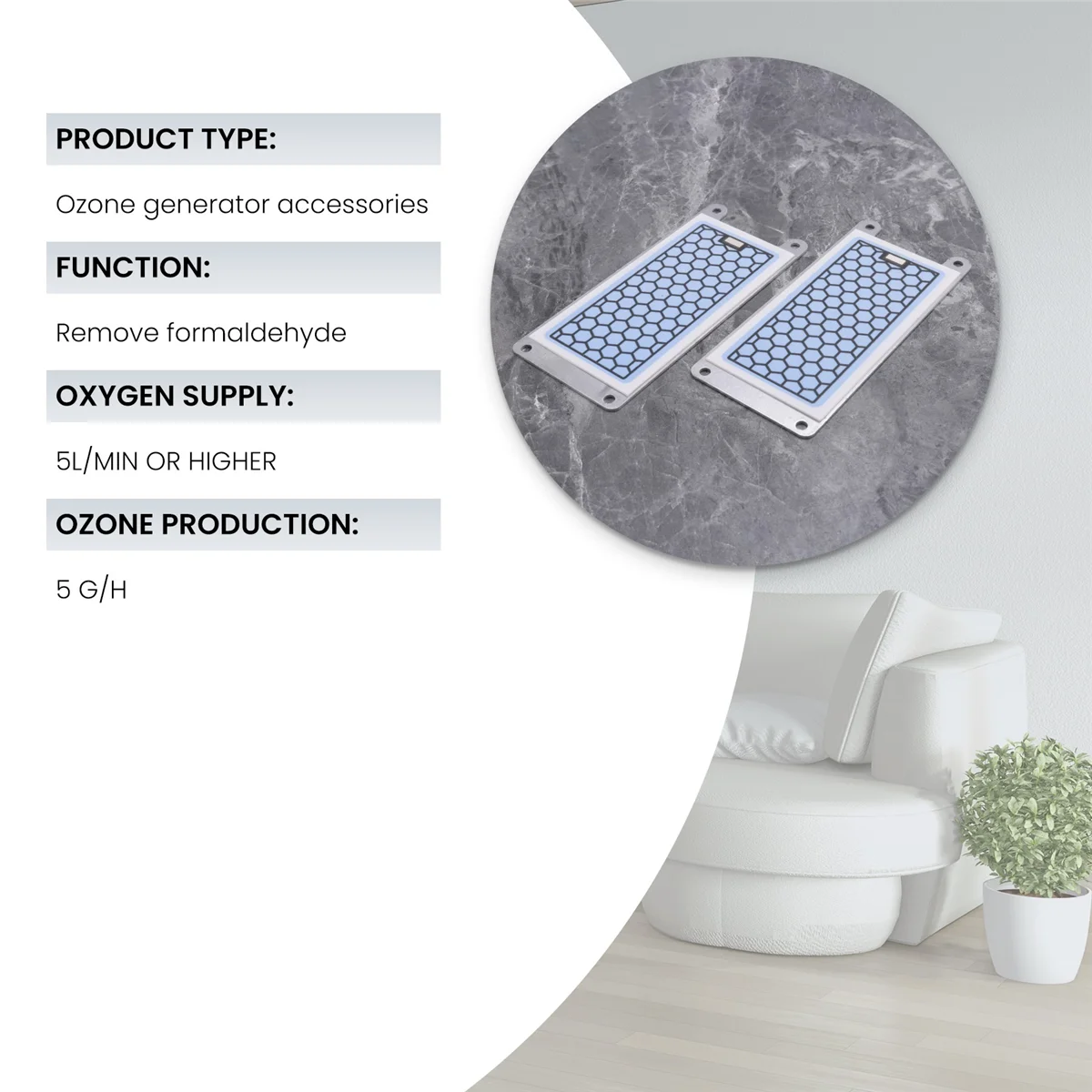 2 Piece Portable Ceramic Ozone Generator Double Integrated Ceramic Plate Ozonizer Air Water Air Purifier Parts-5G