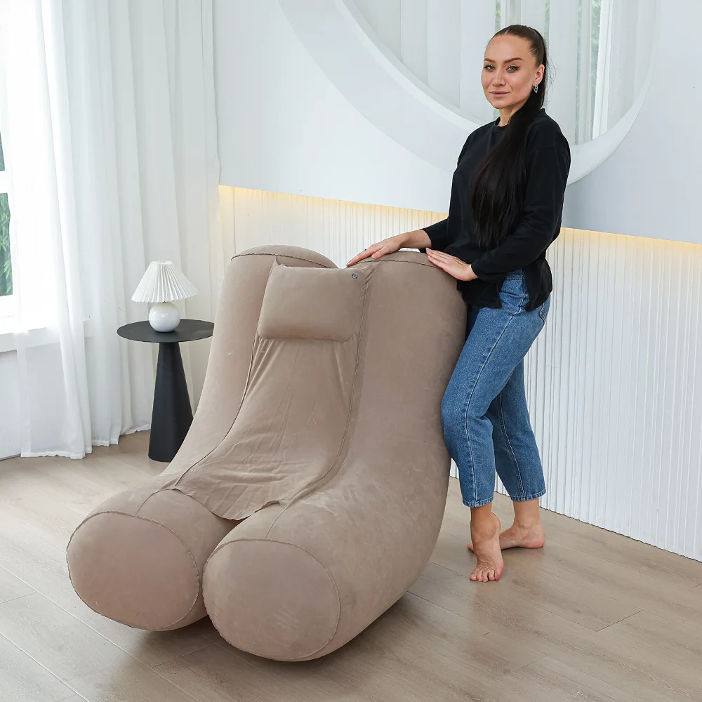 Folding Lazy Sofa,Inflatable Lounge Chair Thickened Durable Folds,Compactly Gaming Lounger Air Bench for Leisure Bed Sleeping
