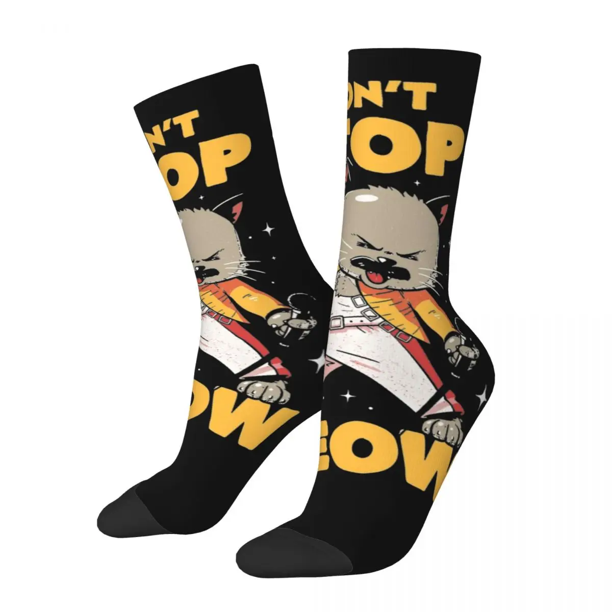 

Don't Stop Meow Singing Cat Rock Band Socks Men Women Funny Happy Socks Hip Hop Spring Summer Autumn Winter Socks Gift