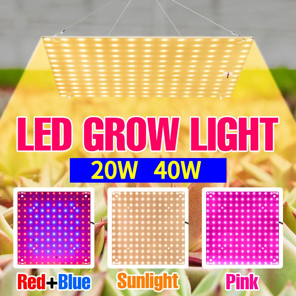 40W 20W LED Grow Light Full Spectrum Quantum Board Plant Lamp Flower Vegetable Cultivation Hydroponics Growing Lights AC100-277V