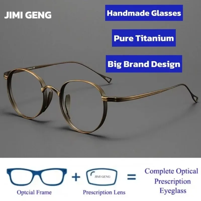 

Japanese Style Handmade Replica Retro Round Glasses Frames Men Pure Titanium Eyeglasses Luxury Anti Blue Light Eyewear