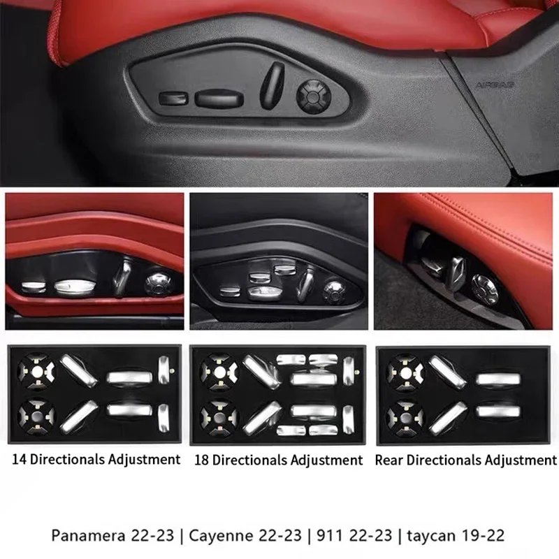 Couverture de boutons de siège réglable pour Porsche, intérieur de voiture, pièce de broderie, première, 911, 2022, 2023, Taycan, 2019, 2020, 2021, 2022