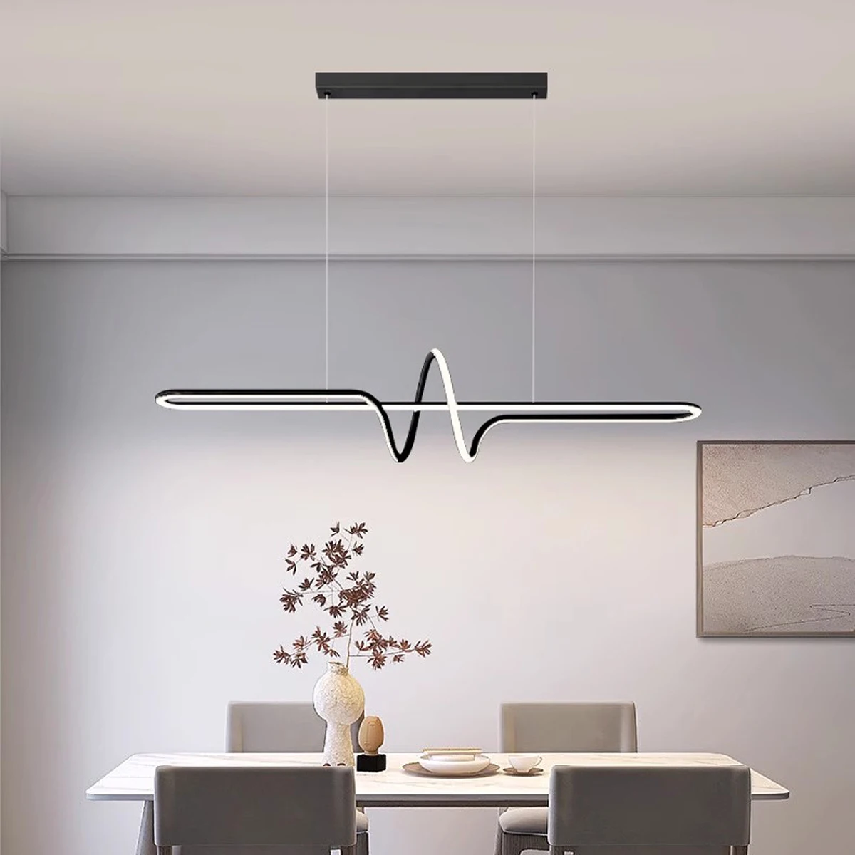 Modern chandelier lighting,Dimmable Ceiling pendant lamp,black/white Pendant light,Chandeliers for dining room L120cm lustres