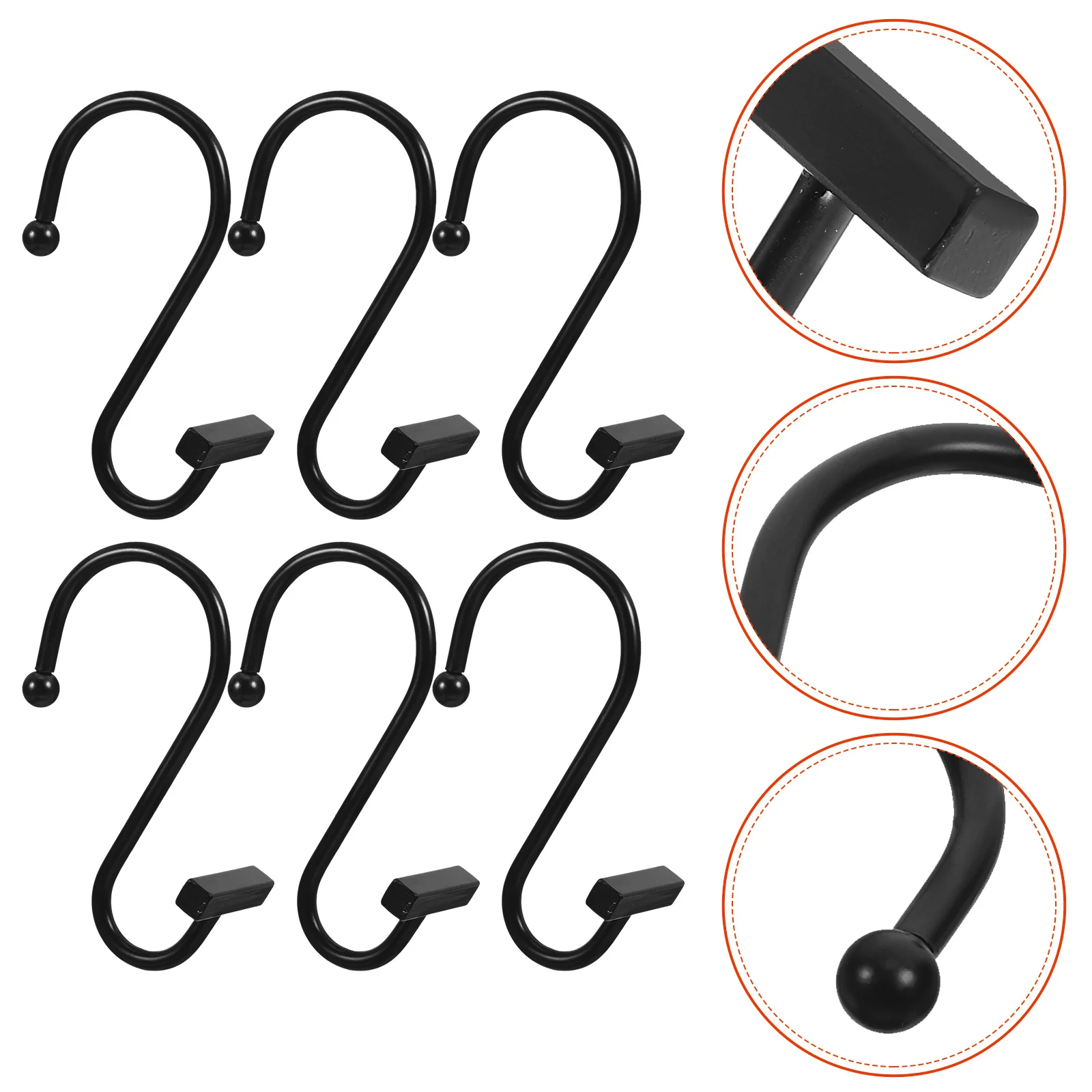 12 قطعة من خطافات ستائر الدش المعدنية على شكل حرف S لستائر غرفة النوم والحمام، شماعات قضيب الستارة المنزلقة للديكور