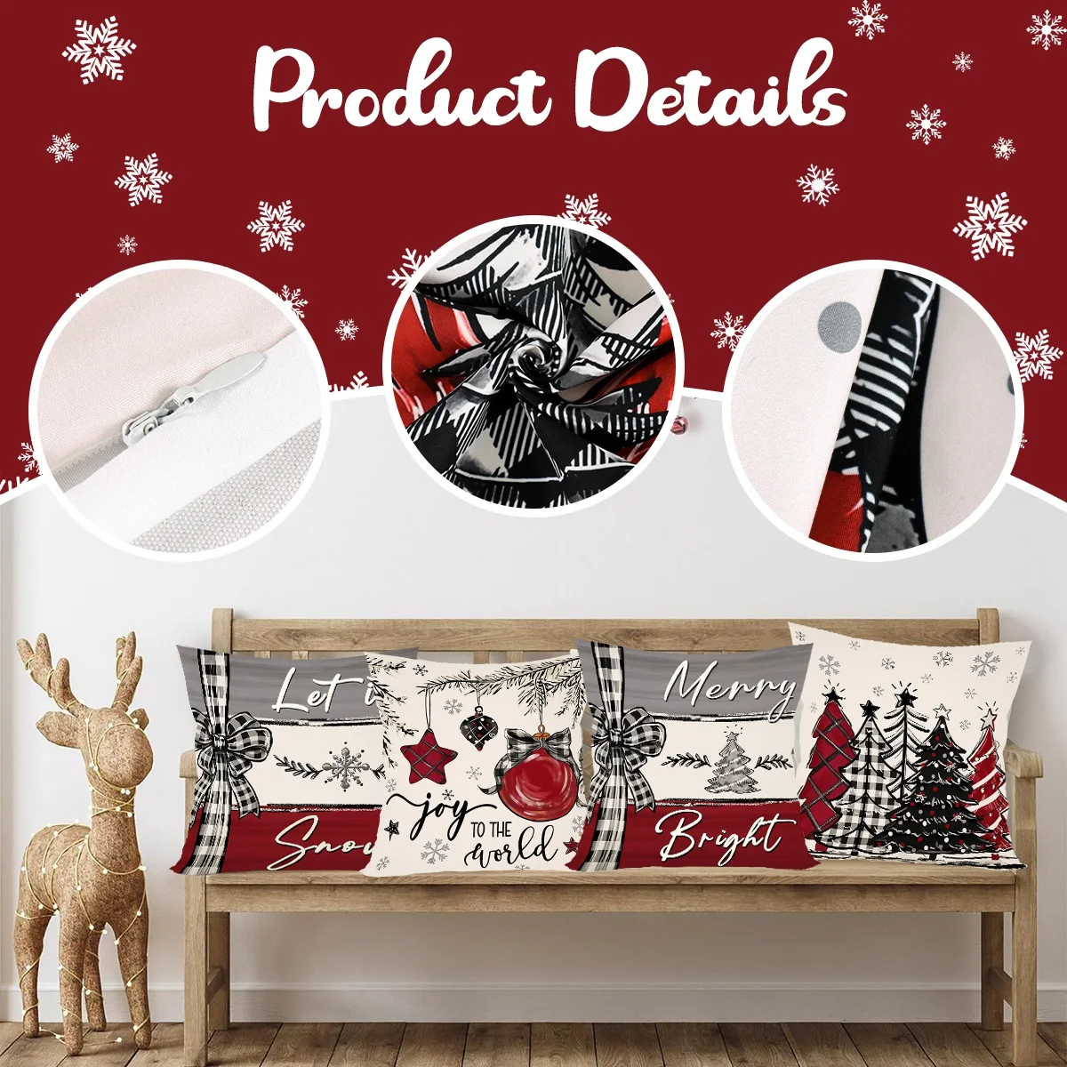4pcs Christmas Pillow Covers 45x45cm Pillowcases Navidad Xmas Throw Pillow Covers For Home Sofa Couch Christmas Decorations 2025
