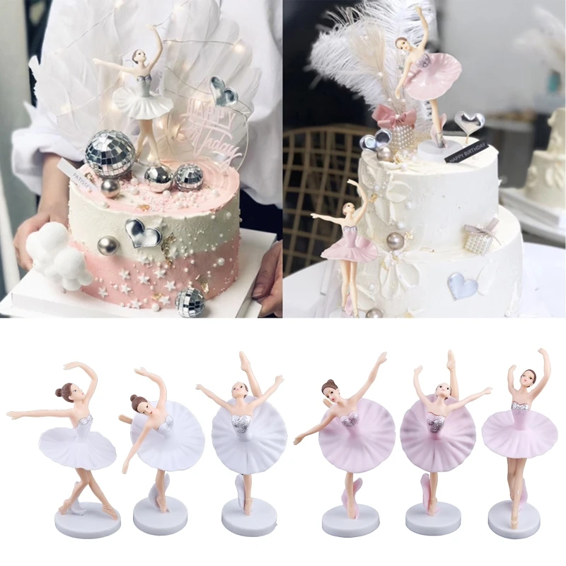 6Pcs/Set Ballet Girls Cake Topper Party Cake Decoration Ballerina Miniature Figurine Cake Decor for Women Girls