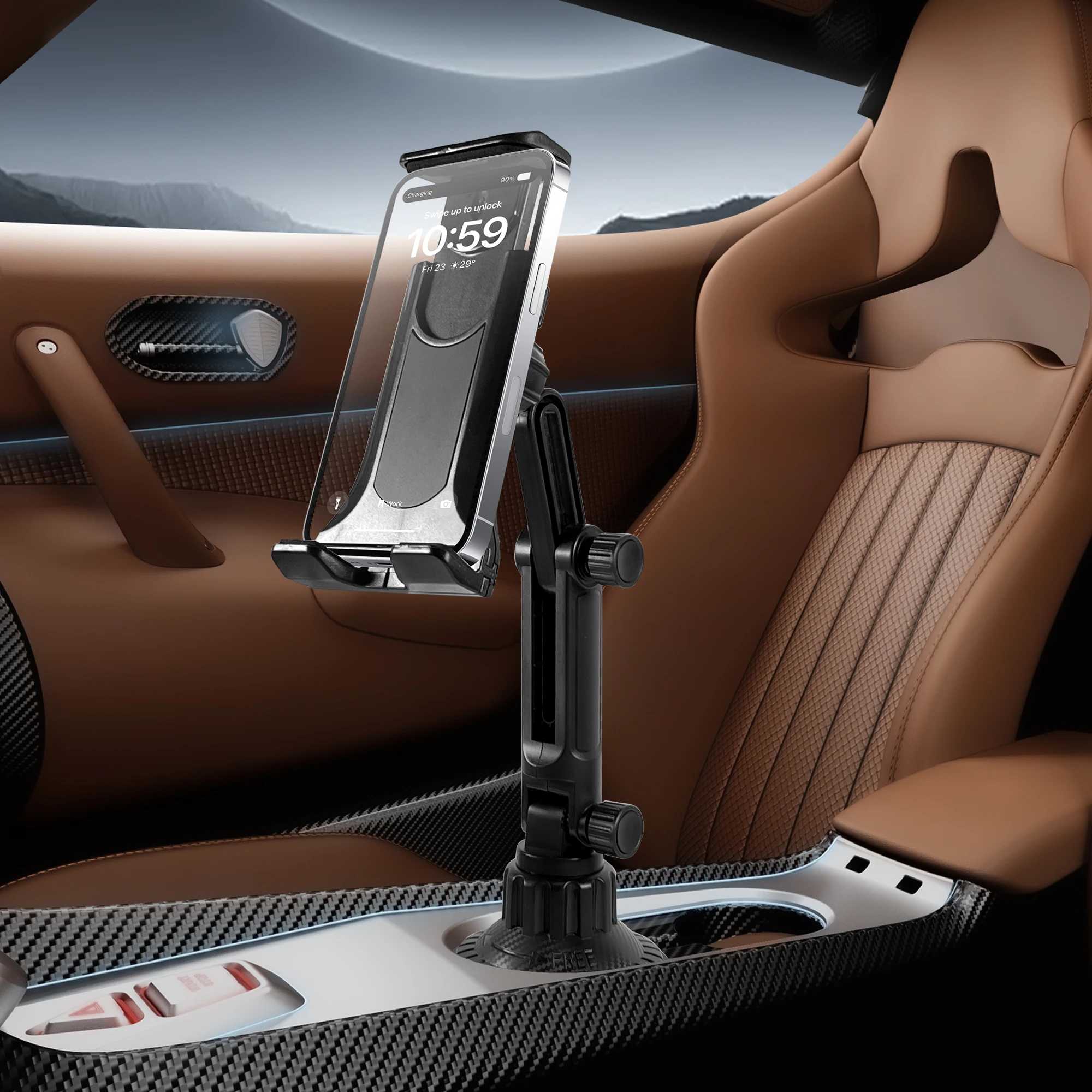 

Car Cup Holder Mount for Tablets and Phones Car Phone Holder with Expandable Base for Auto Vehicles