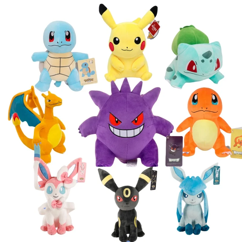 HQ Pokemon Plush Gengar Stuff Toy Pikachu Charizard Doll Squirtle Plush Charmander Sylveon Glaceon Umbreon Plush Toys Kid Gift