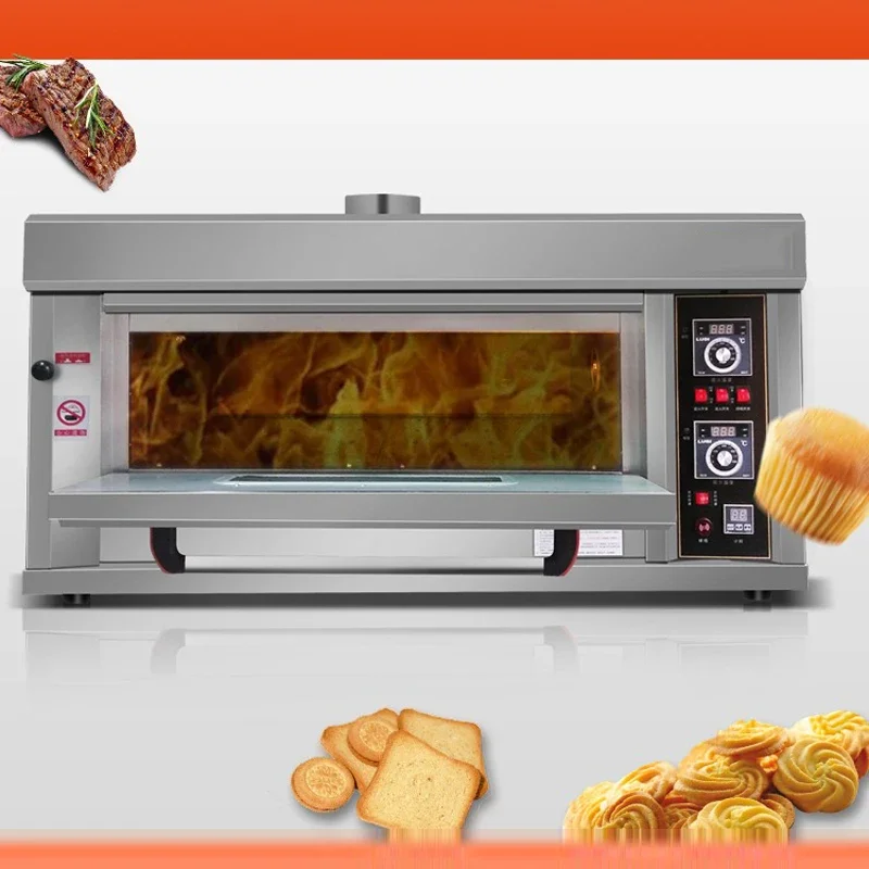 Gas Oven, Commercial Gas Oven, Liquefied Gas Single-layer Double-pan Baking, Large Oven 99min Timing Function