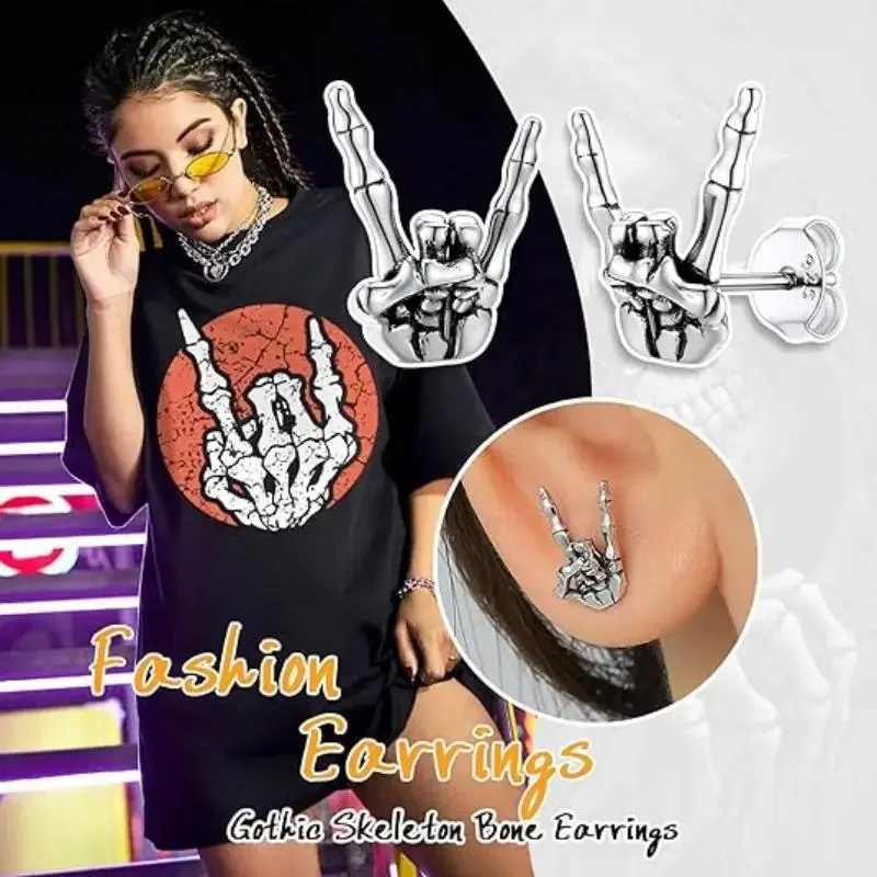 

Gothic Skeleton Hand Stud Oddities Wicca Skull Demon Finger Claw Talon Zombie Earring Steampunk Occult Halloween Goth Jewelry
