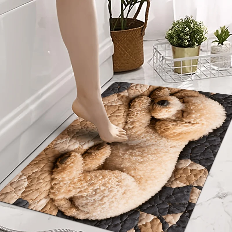 Cute Dog Pet Paw Print Rug Mat Puppy Sleeping Animal Floor Decor Carpet Runner for Nursery Living Room Hallway Entryway Gift