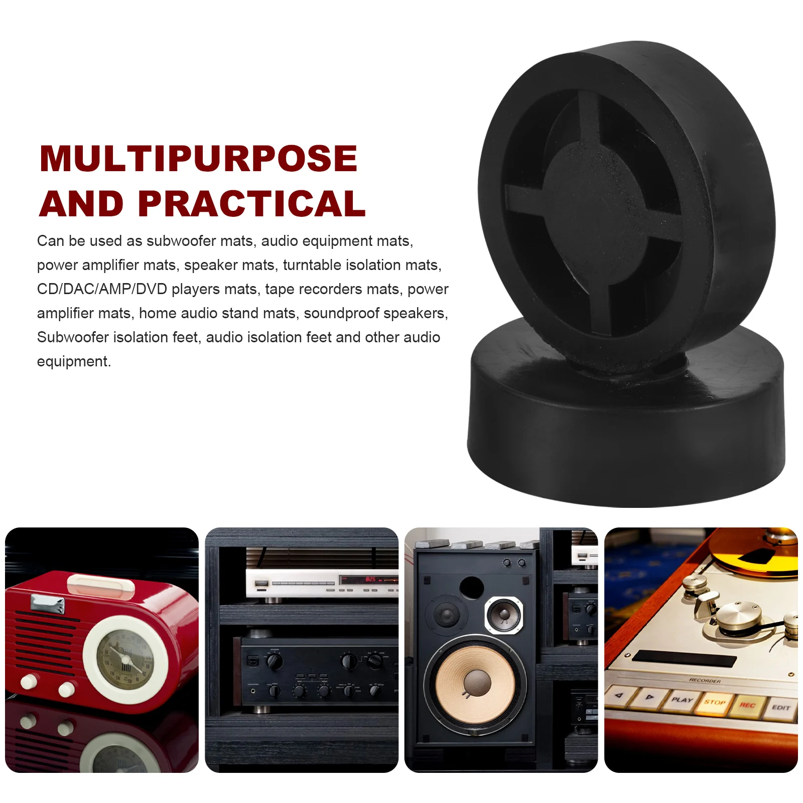 

4pcs Rubber Speaker Feet Isolation Pads for Subwoofer Sound Amplifier Vibration Absorber Spike Protector Mats