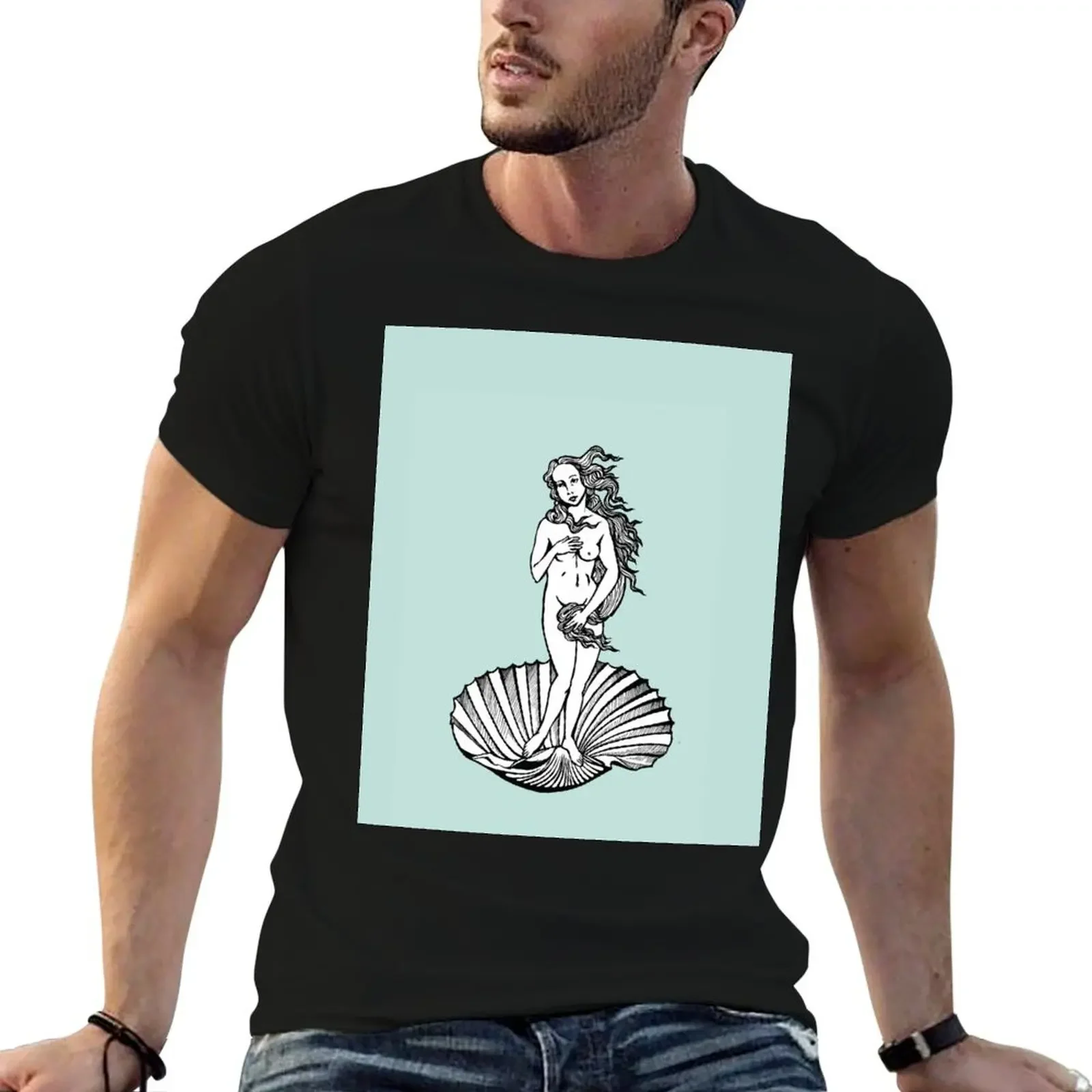 Botticelli Rolling in His Grave T-Shirt plus sizes hippie clothes mens graphic t-shirts hip hop