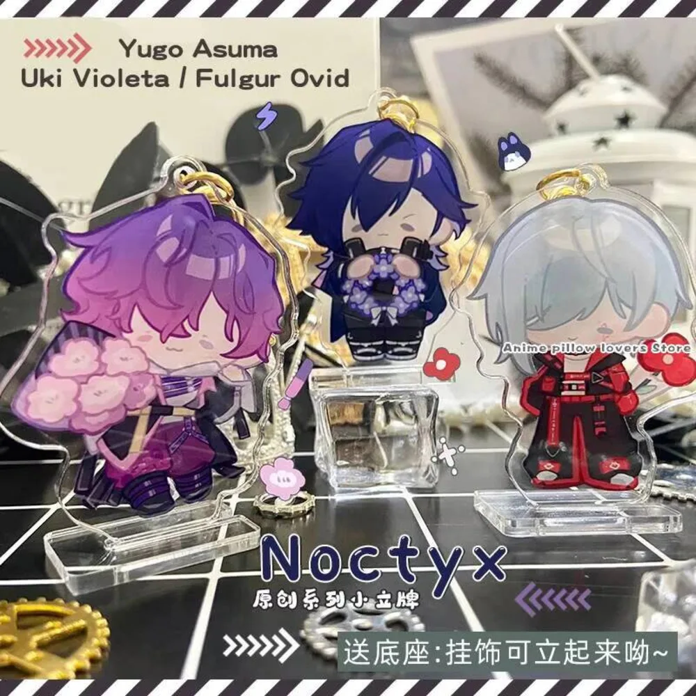 Anime Game a Vtuber Noctyx Fulgur Ovid Yugo Violeta Lindo Modelo de Acrílico para Suporte, Chaveiro de Desenho Animado, Pingente, Decoração para Cosplay