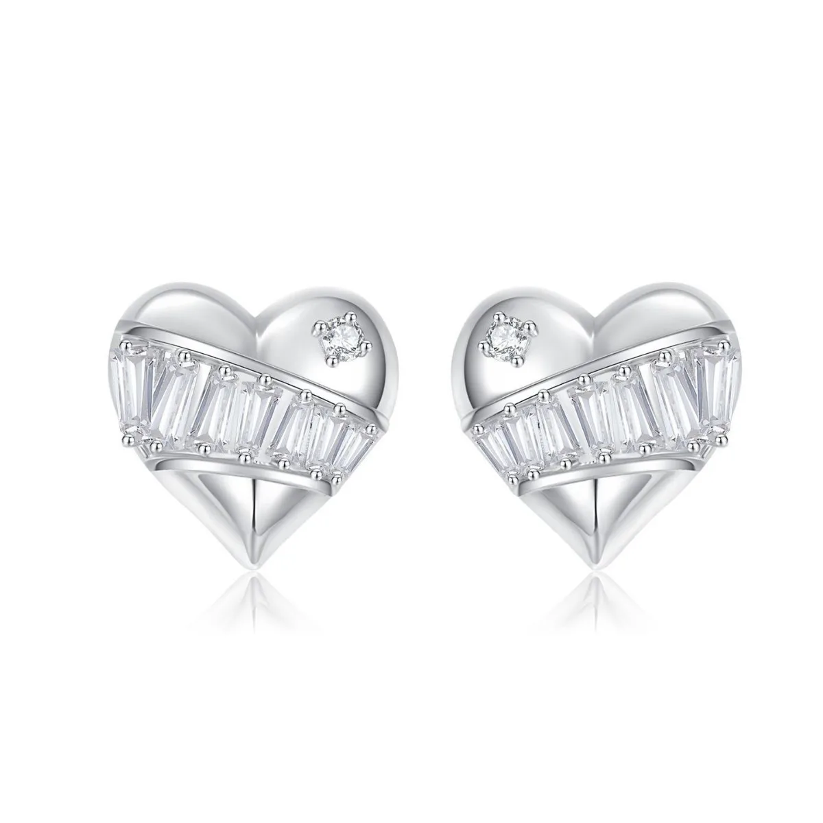 

Original design S925 silver love earrings plated with platinum zircon stud earrings