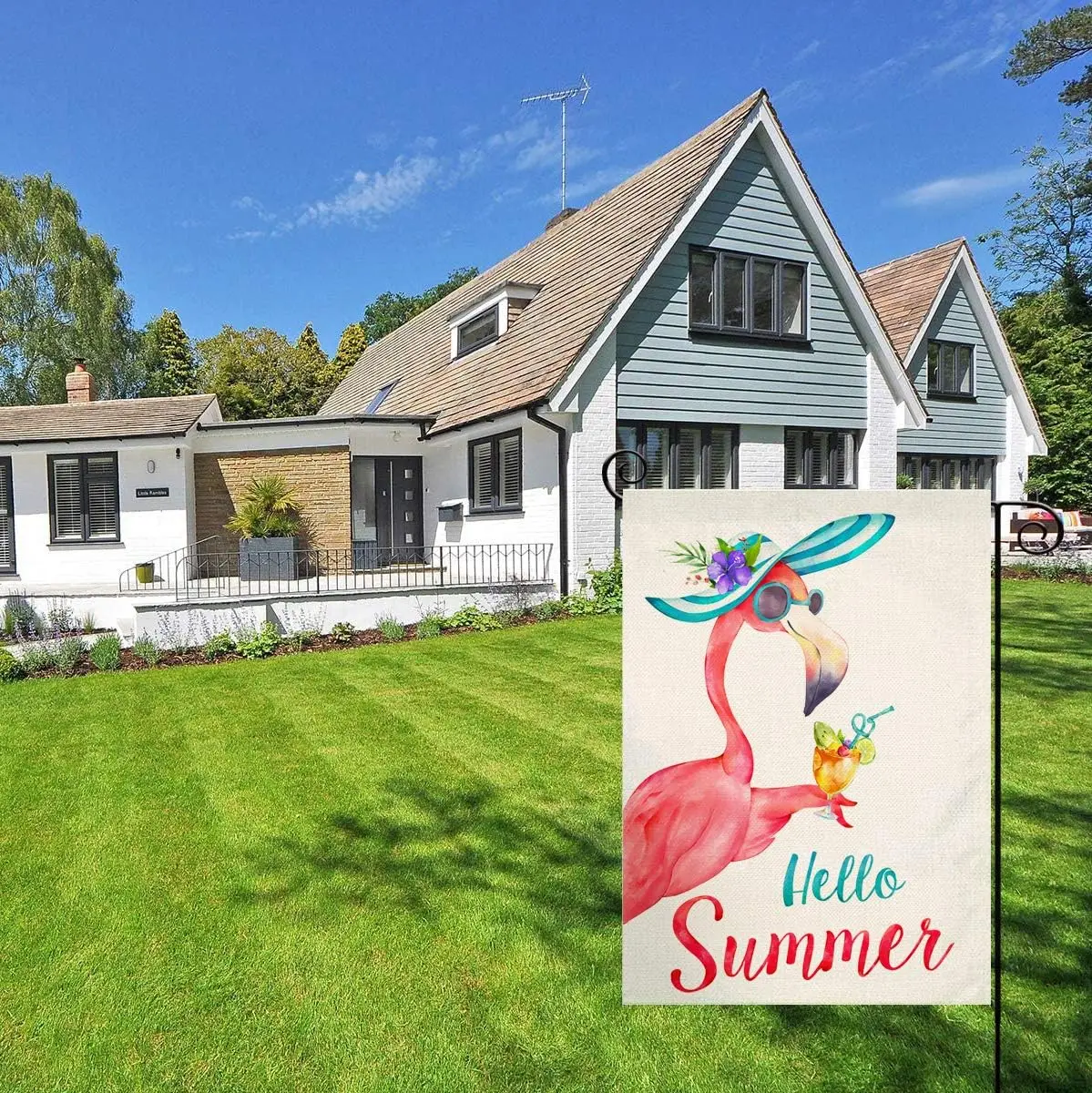 Summer Garden Flags 12x18 Double Sided, Vertical Burlap Hello Summer Flamingo Garden Flag, Yard Flag for Home Outdoor Season yyi