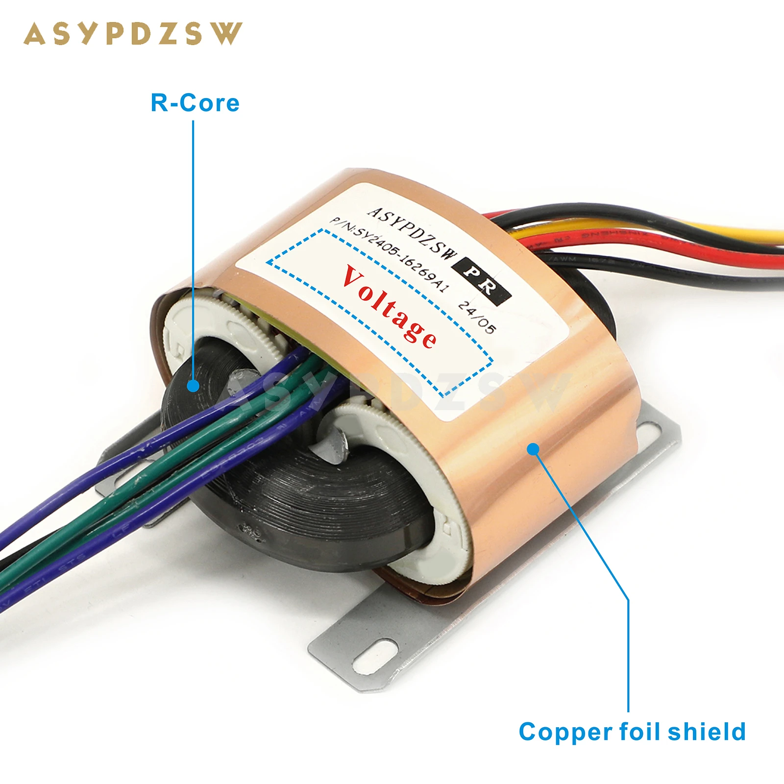 ASYPDZSW R-30 40VA R-Core Transformer With copper foil shield 40W Type-R SEC 53V+13V-0-13V/15V-0-15V+12V/220Vx2+6.3vx2 Optional