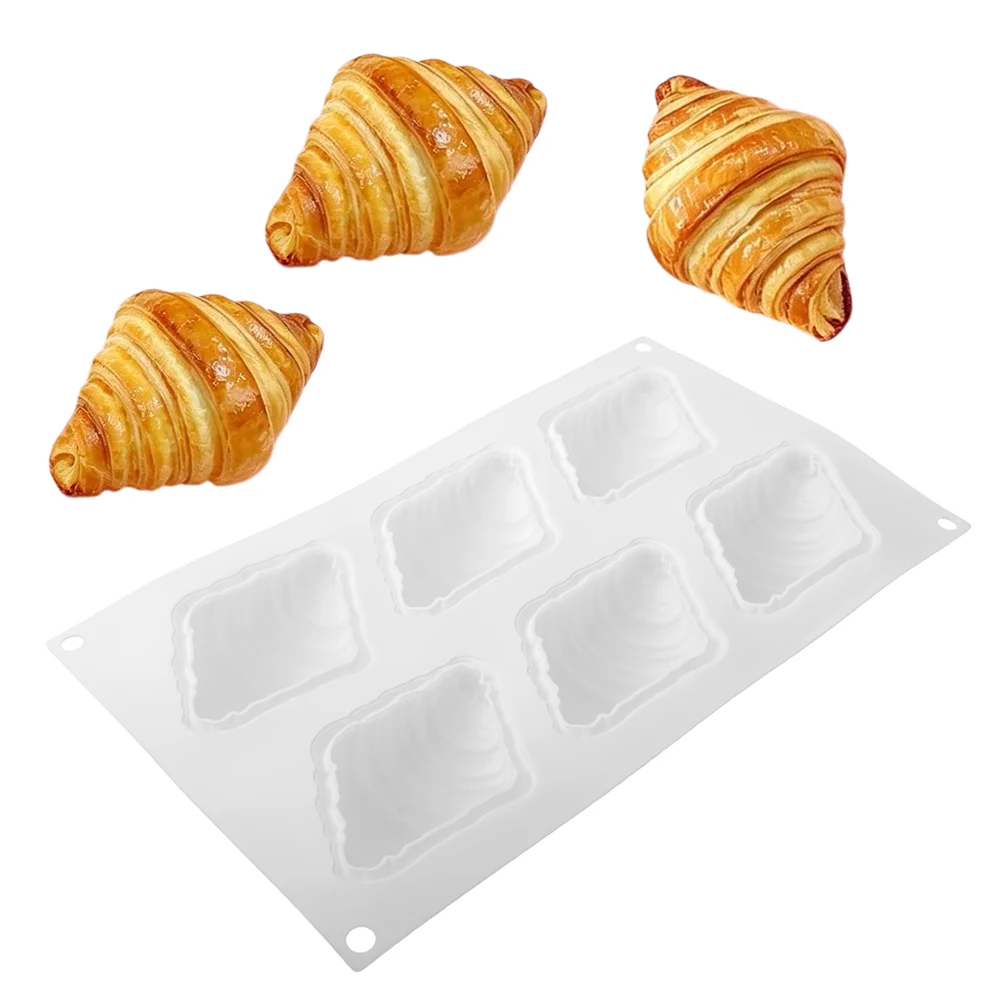 6-Zellen-Croissant-Design Lebensmittelechte Silikon-Schokoladenkuchenform Mousse-Kuchenform DIY-Seifenform Küchen-Dessert-Backform – Detail 3