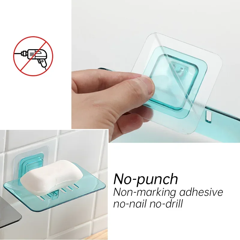 1pcs Creative Draining Soap Holder No Drilling Soap Box Suction Cup Wall-mounted Soap Holder Soaps Tray Bathroom Accessories