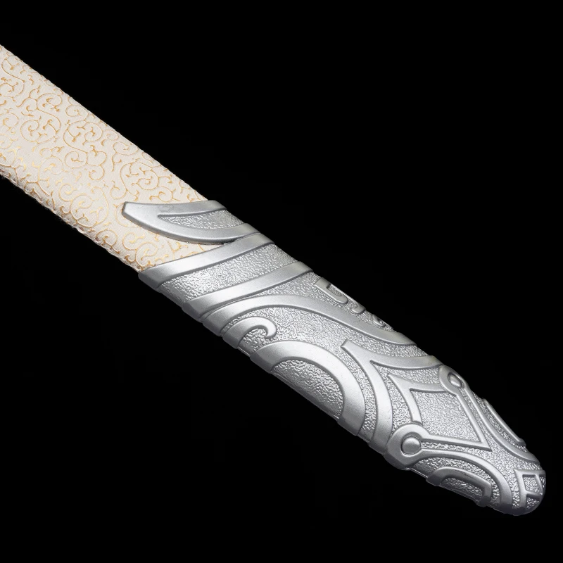Chinese Han Sword Manganese Steel Blade Real Handmade Full Tang Battle Ready Metal Handle Katana White Samurai Swords Home Decor - view 5