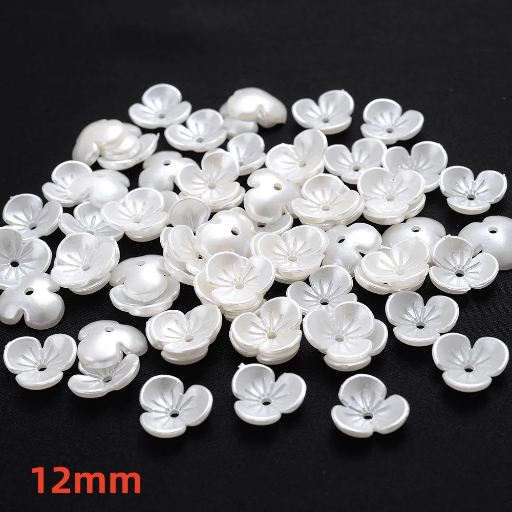 iYOE 100 stücke 28 Stil Blume Spacer Perlen Imitation Perle Weiß Acryl Blume Perlen Kappen Für Die Herstellung Von Schmuck Zubehör Diy tot