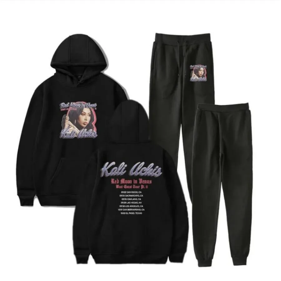 Kali Uchis Red Moon in Venus West Coast Tour conjunto de ropa deportiva para hombre, chándal informal, conjunto de dos piezas, Top y pantalones, traje deportivo