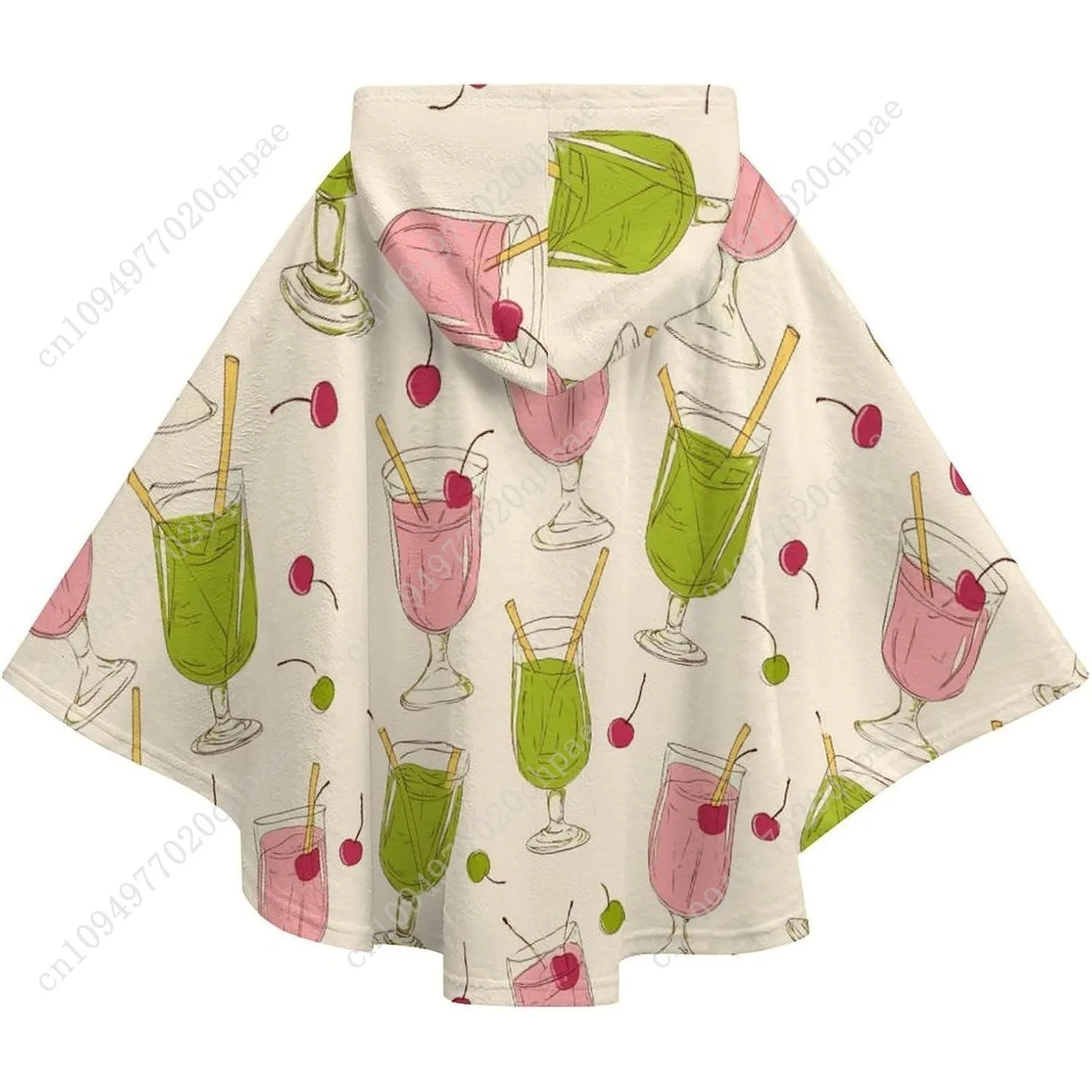 سترة بطانية مريحة من الفلانيل، هوديي كبير الحجم للمشروبات الملونة والكرز مع جيوب للأطفال والمراهقين #6