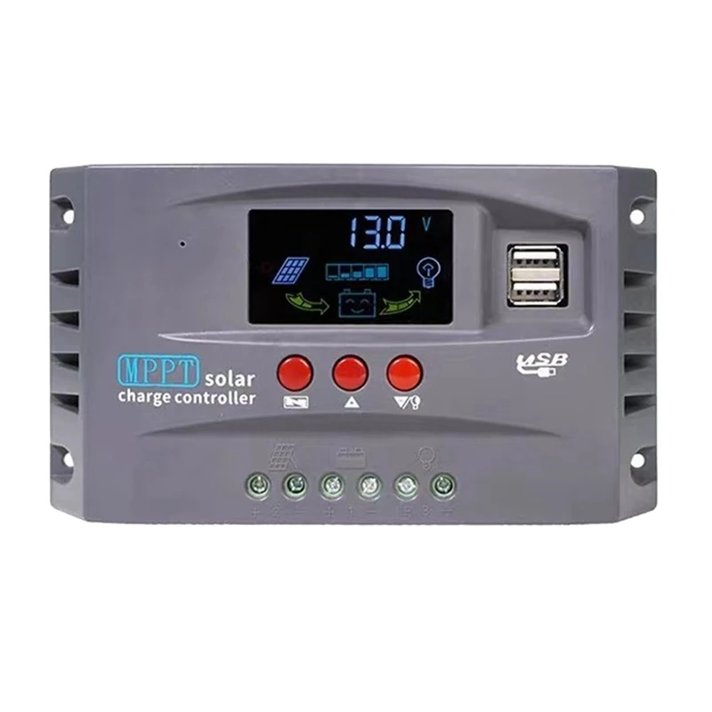 Controlador de carga Solar MPPT de 12V y 24V, pantalla inteligente, protección de controlador estabilizador de voltaje USB Dual, oferta