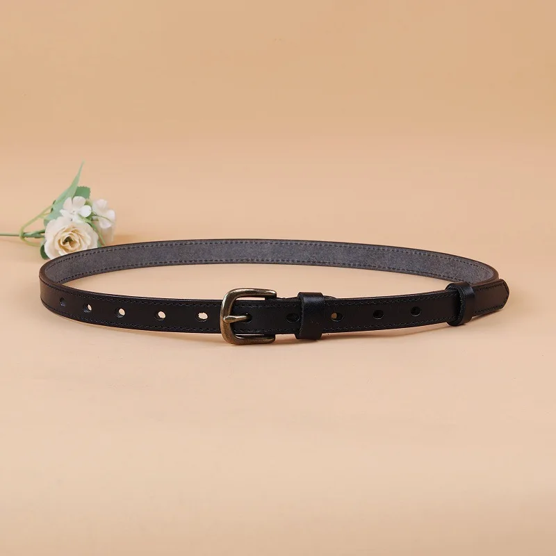 حزام جينز نسائي من الجلد بتصميم كلاسيكي بإبزيم على شكل دبوس مع تنورة وحزام رفيع بسيط ومتعدد الاستخدامات على طراز BF للطلاب