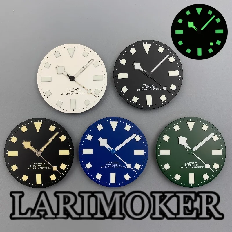 

LARIMOKER 29mm Dial and Hands Three Hand Green Luminous No Date Compatible with ETA2824 PT5000 NH35 Movements Watch Accessories