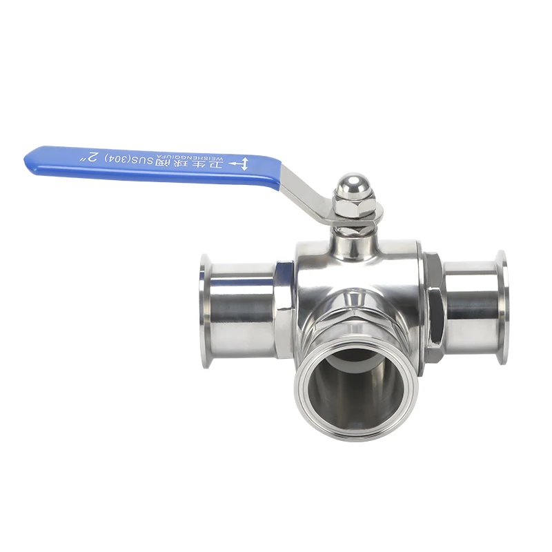 19mm 25mm 51mm 3-Wege Sanitär-Kugelhahn aus Edelstahl, Lebensmittelqualität, Manueller Tri-Clamp Schnellverschluss Richtungs-Kugelhahn – Detail 8