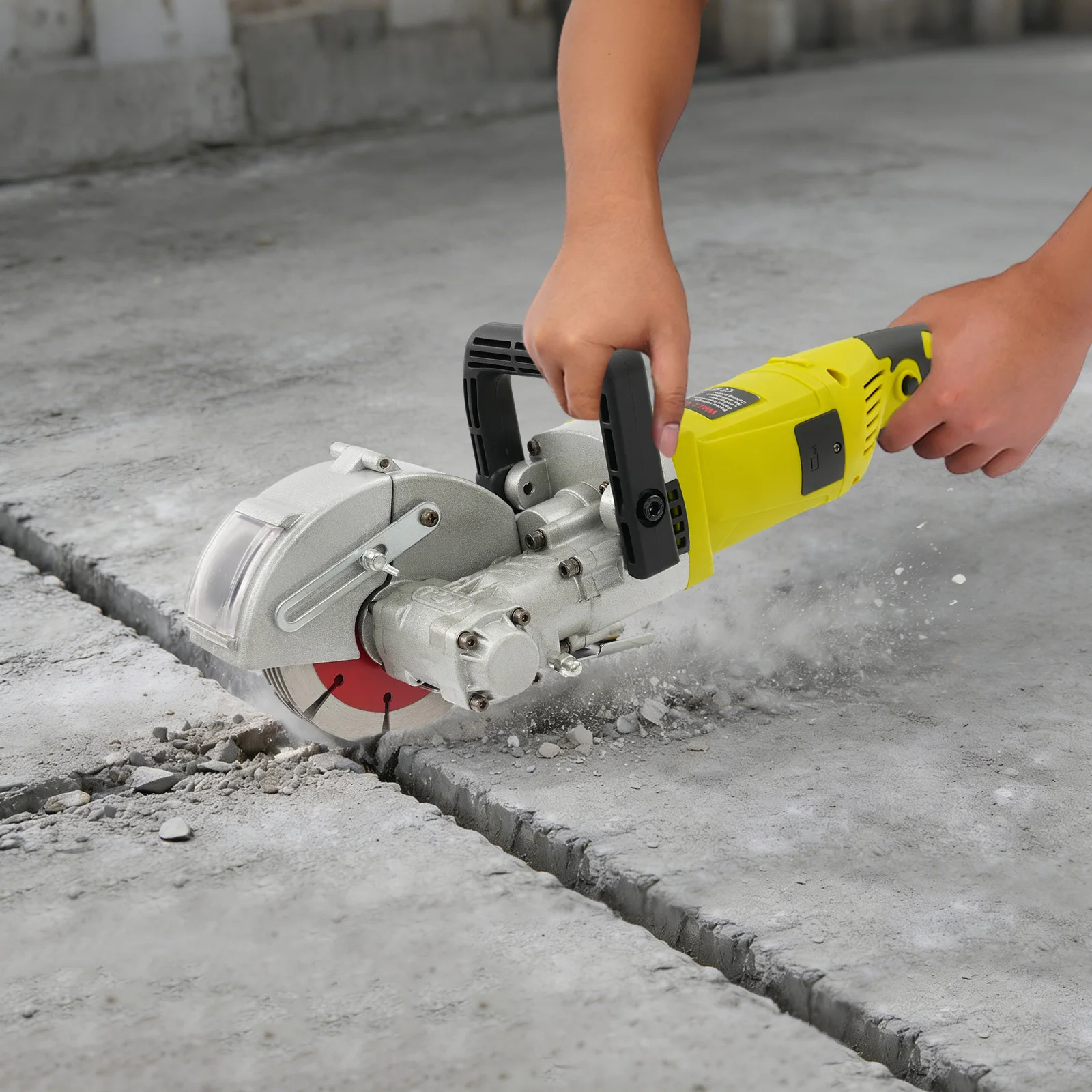 110V Wall Chaser 4KW,Concrete Slotting Machine with Water Pump, Dust-Free Grooving Tool for Brick Marble, US Plug