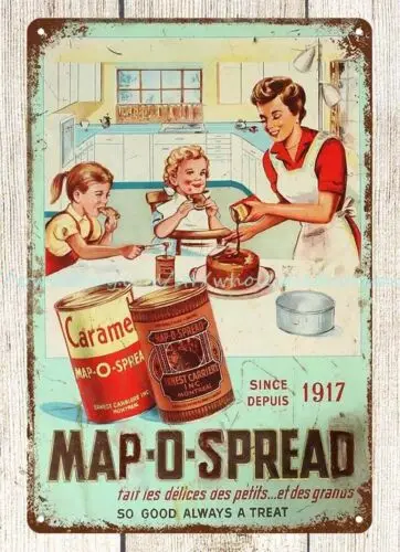 Map-O-Spread metal tin sign bedroom wall nostalgic