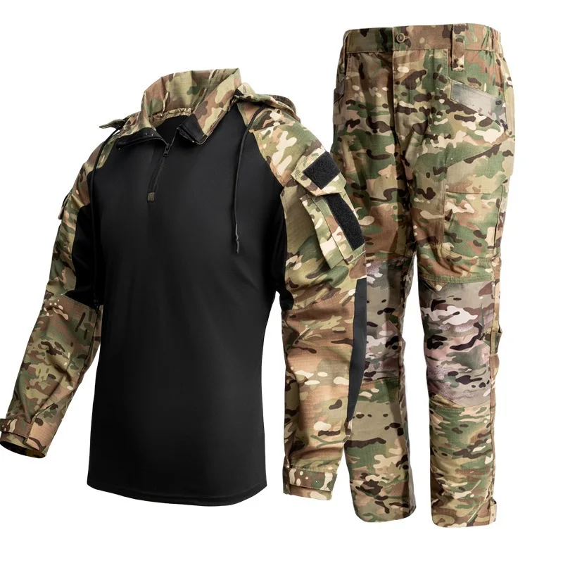Taktische Cargo-Anzüge T-Shirt und Cargo-Hose Herrenbekleidung Hemden Airsoft Paintball Jagdbekleidung Verschleißfest Outdoor – Detail 5