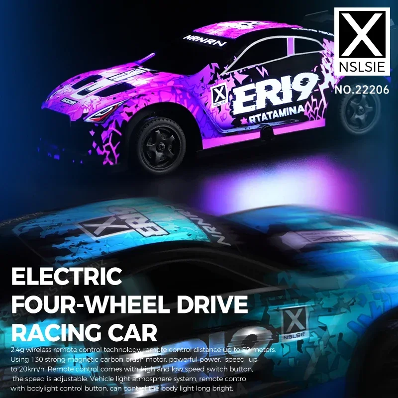 WLtoys 22206 1:22 Rc Drifting Car 4WD Off-Road Racing Met LED-verlichting 2.4G 15 KM/H Afstandsbediening Auto