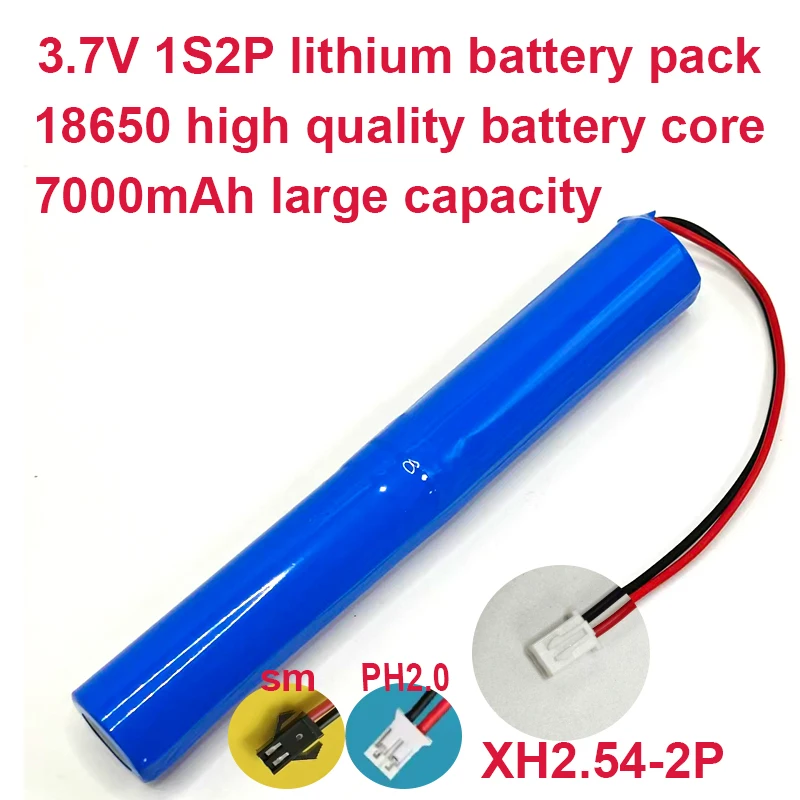 3.7V 1S2P 7000mAh 18650 Lithium Battery Pack  Toy Model Battery Rechargeable Battery Pack XH2.54/SM/PH2.0 Plug