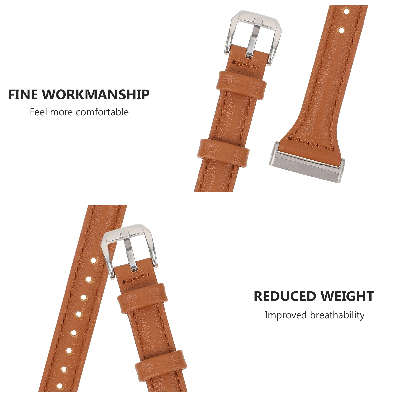 

Top Layer Cowhide Strap Watchband Simple Band Replacement Accessory Durable Black Smooth Edges Detail Design Men