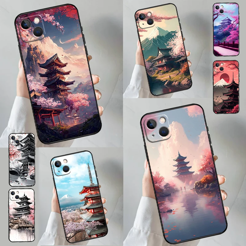 Japanese Art Temple Sakura Phone Case For Samsung Galaxy S26 S25 Ultra S20 S21 S22 S23 S24 S10 Plus S25 FE Back Cover