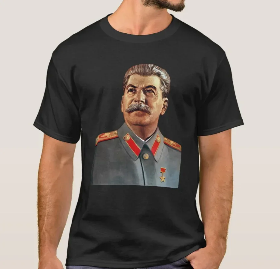 Russia USSR Communist Leader Joseph Stalin Portrait T Shirt 100% Cotton Short Sleeve O-Neck Casual T-shirt Loose Top Size S-3XL
