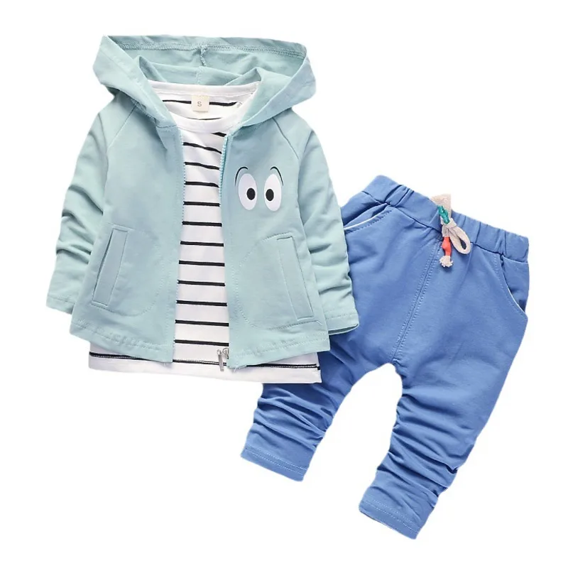 Spring Autumn Fashion Baby Girl Clothes Suit Children Boys Hooded Jacket T-Shirt Pants 3Pcs/Sets Toddler Costume Kids Tracksuits