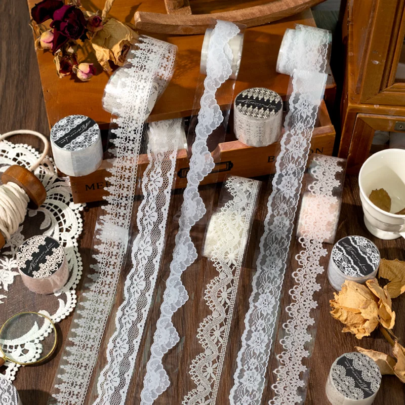 6 لفات من شريط واشي PET - نمط دانتيل زهري لتزيين مجلة على الطراز الياباني، مادة مجمعة مقاومة للماء، مذكرات وألبوم #4