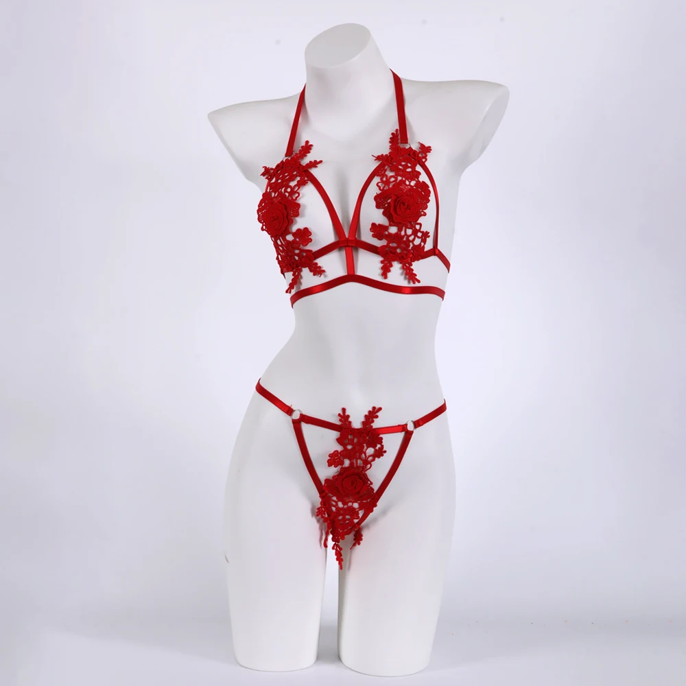 Conjunto de lencería fetiche transparente, disfraz íntimo de encaje transparente, ropa interior de tul de fantasía, conjunto exótico sin costuras de encaje, Anal abierto