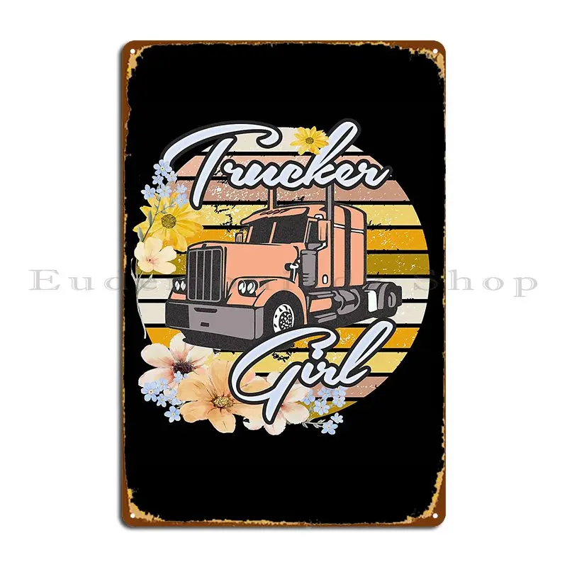 Field Flower Trucker Girl Metal Sign Mural Customize Personalized Funny Club Tin Sign Poster