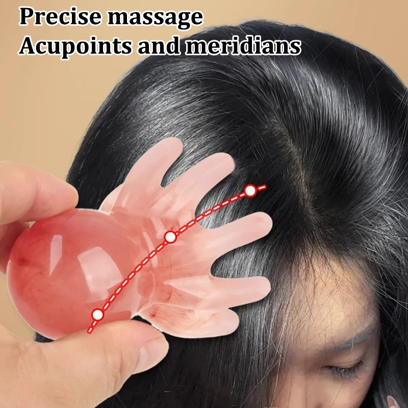 

New Creative Natural Resin Mini Octopus Scalp Massage Comb Acupressure Meridian Therapy Hair Care Portable Relaxation Tool