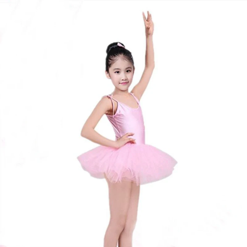 Kids Ballet Dress Solid Suspender Ballet Skirt Elegant Tutu Children Dance Costumes Girls Ballroom Ballet Outfits Stage Clothing